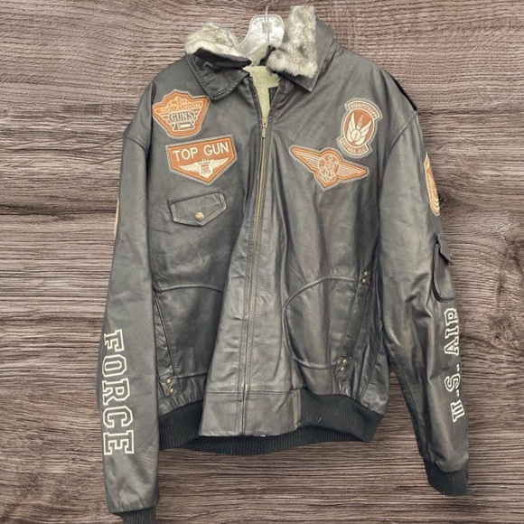 Men's Top Gun Black Leather Aviator Jacket, US Size 42/Large (Mexico 52) - Picture 1 of 3